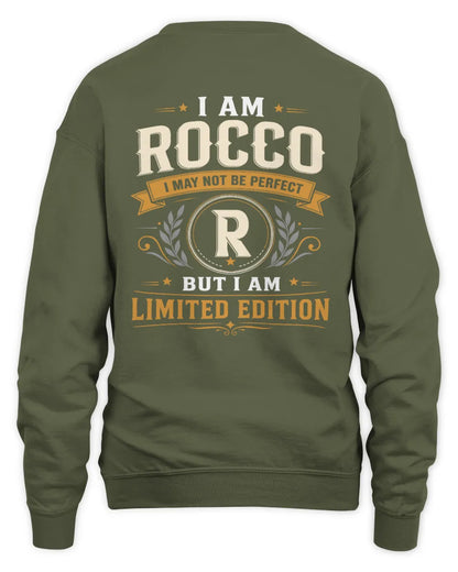 ROCCO KT88-V9 - Personalized “I Am NAME I May Not Be Perfect, But I Am Limited Edition” - Unisex Sweatshirt - Military Green