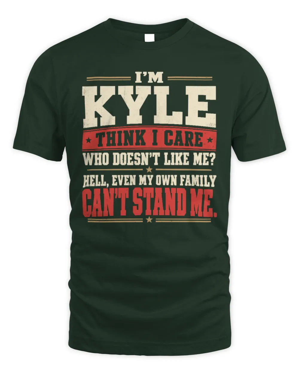KYLE-KTL06-H009 I’m [NAME] – Think I Care? Personalized Funny T-Shirt - Unisex Standard T-Shirt - Forest Green