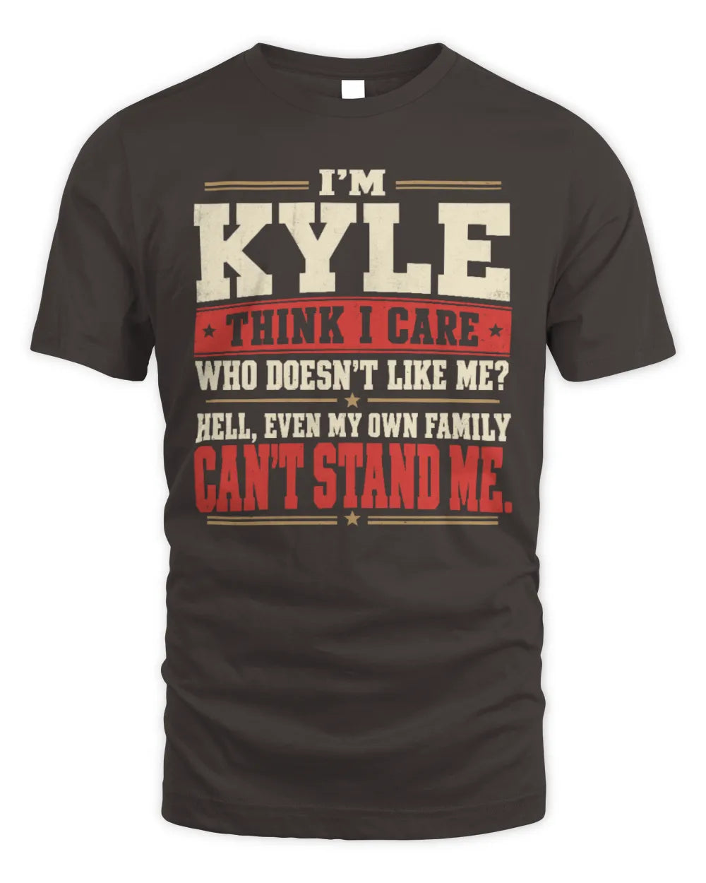 KYLE-KTL06-H009 I’m [NAME] – Think I Care? Personalized Funny T-Shirt - Unisex Standard T-Shirt - Dark Chocolate