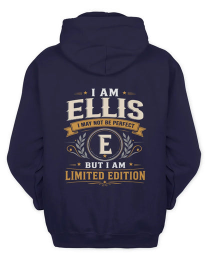 ELLIS KT88-V9 - Personalized “I Am NAME I May Not Be Perfect, But I Am Limited Edition” - Unisex Hoodie - Navy
