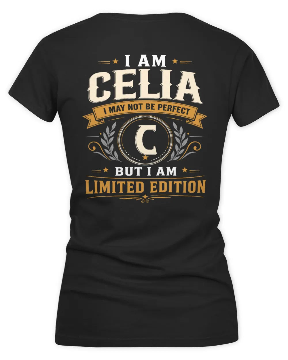 CELIA KT88-V9 - Personalized “I Am NAME I May Not Be Perfect, But I Am Limited Edition” - Women's V-Neck T-Shirt - Black