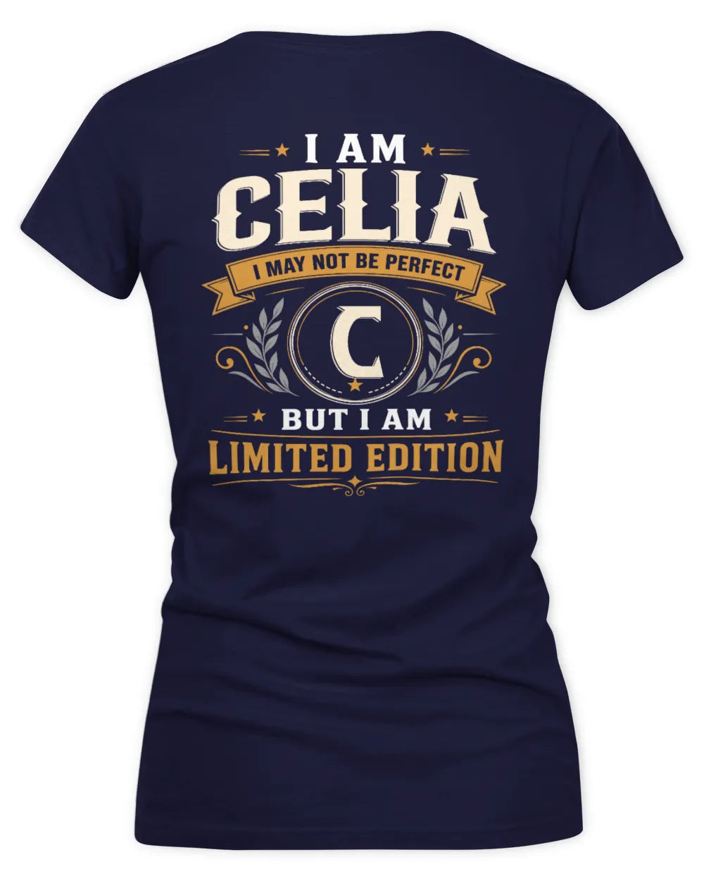 CELIA KT88-V9 - Personalized “I Am NAME I May Not Be Perfect, But I Am Limited Edition” - Women's V-Neck T-Shirt - Navy
