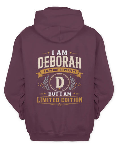 DEBORAH KT88-V9 - Personalized “I Am NAME I May Not Be Perfect, But I Am Limited Edition” - Unisex Hoodie - Maroon