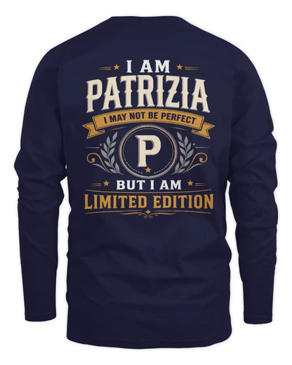 PATRIZIA KT88-V9 - Personalized “I Am NAME I May Not Be Perfect, But I Am Limited Edition” - Men's Long Sleeved T-Shirt - Navy