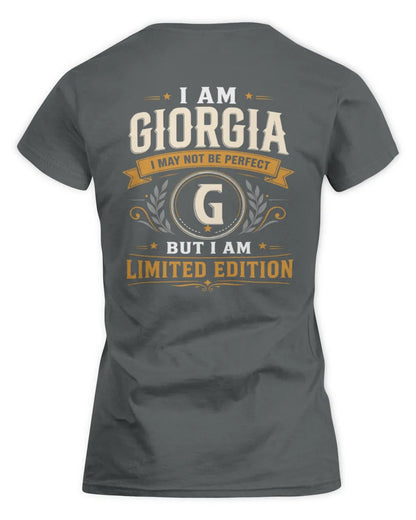 GIORGIA KT88-V9 - Personalized “I Am NAME I May Not Be Perfect, But I Am Limited Edition” - Women's Standard T-Shirt - Charcoal