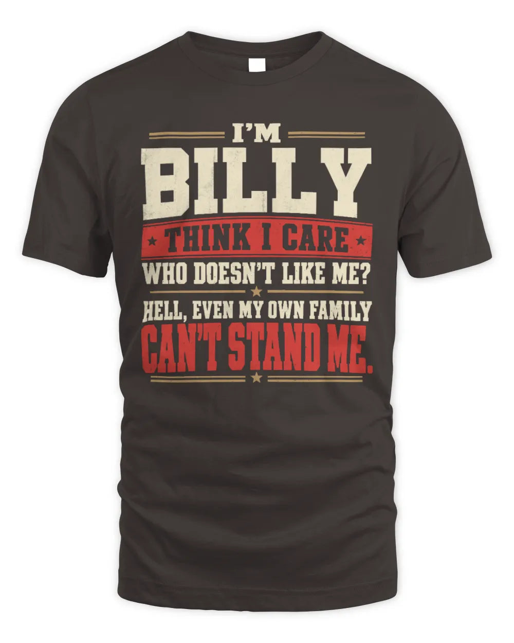 BILLY-KTL06-H009 I’m [NAME] – Think I Care? Personalized Funny T-Shirt - Unisex Standard T-Shirt - Dark Chocolate