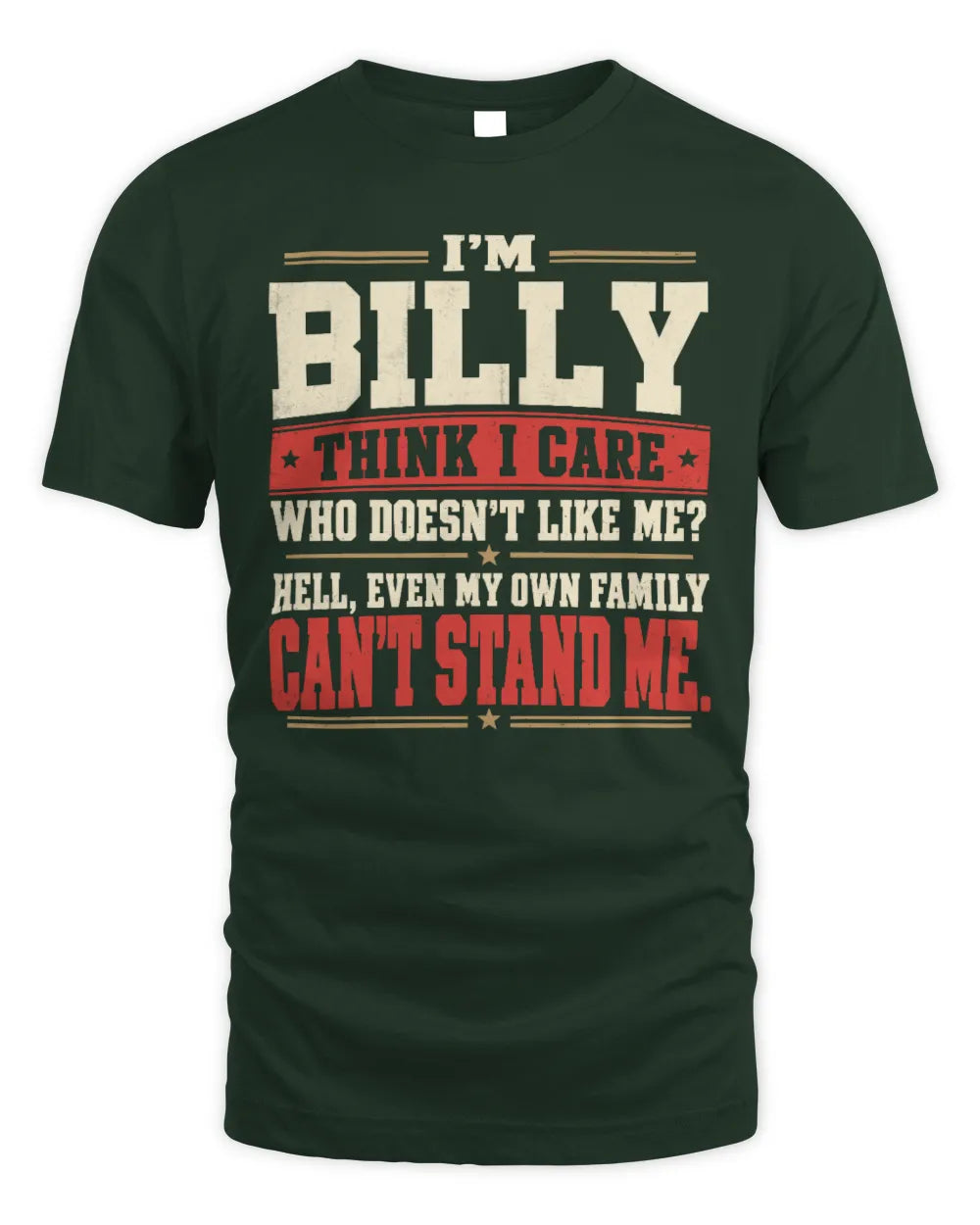 BILLY-KTL06-H009 I’m [NAME] – Think I Care? Personalized Funny T-Shirt - Unisex Standard T-Shirt - Forest Green