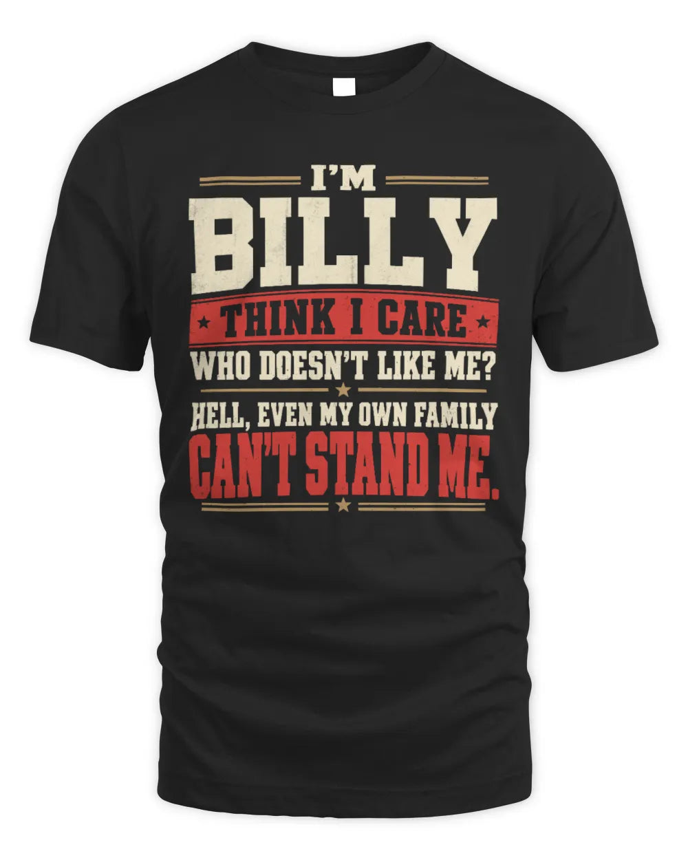 BILLY-KTL06-H009 I’m [NAME] – Think I Care? Personalized Funny T-Shirt - Unisex Standard T-Shirt - Black