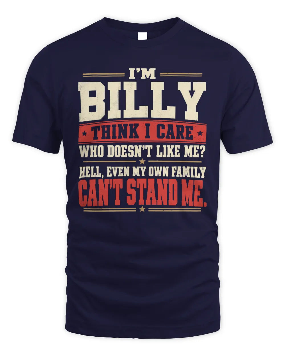 BILLY-KTL06-H009 I’m [NAME] – Think I Care? Personalized Funny T-Shirt - Unisex Standard T-Shirt - Navy
