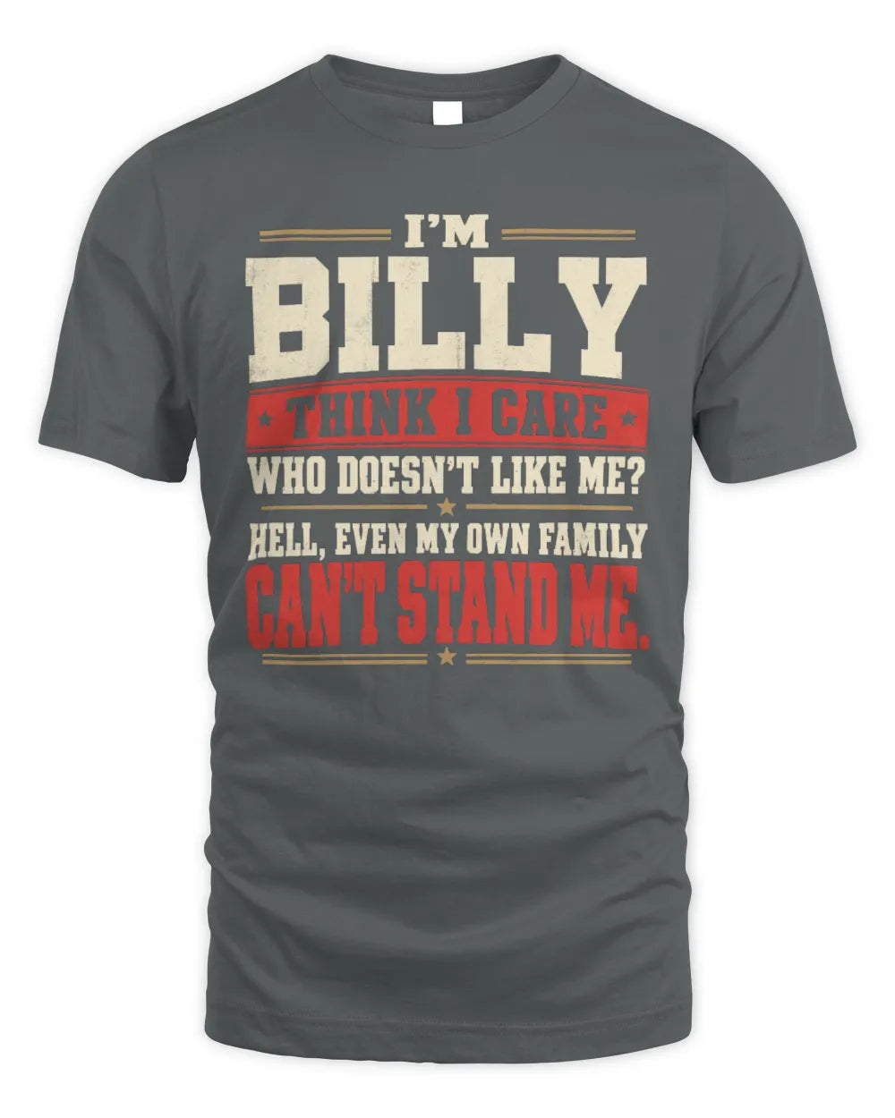 BILLY-KTL06-H009 I’m [NAME] – Think I Care? Personalized Funny T-Shirt - Unisex Standard T-Shirt - Charcoal