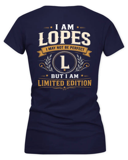 LOPES KT88-V9 - Personalized “I Am NAME I May Not Be Perfect, But I Am Limited Edition” - Women's V-Neck T-Shirt - Navy