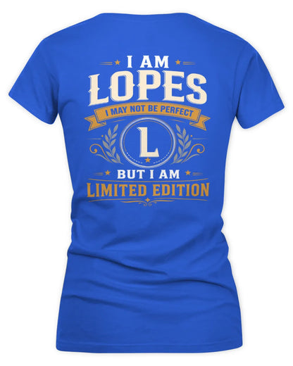 LOPES KT88-V9 - Personalized “I Am NAME I May Not Be Perfect, But I Am Limited Edition” - Women's V-Neck T-Shirt - Royal