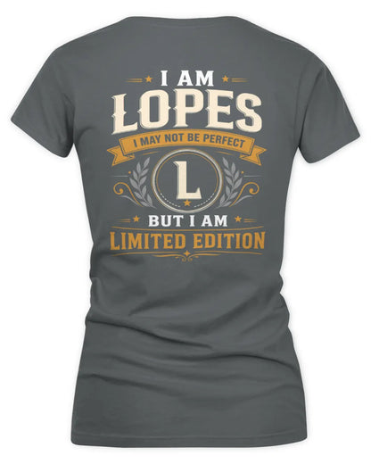 LOPES KT88-V9 - Personalized “I Am NAME I May Not Be Perfect, But I Am Limited Edition” - Women's V-Neck T-Shirt - Charcoal