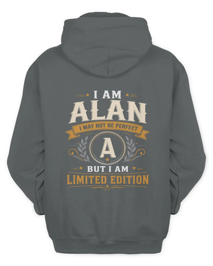 ALAN KT88-V9 - Personalized “I Am NAME I May Not Be Perfect, But I Am Limited Edition” - Unisex Hoodie - Charcoal