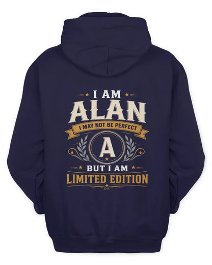ALAN KT88-V9 - Personalized “I Am NAME I May Not Be Perfect, But I Am Limited Edition” - Unisex Hoodie - Navy