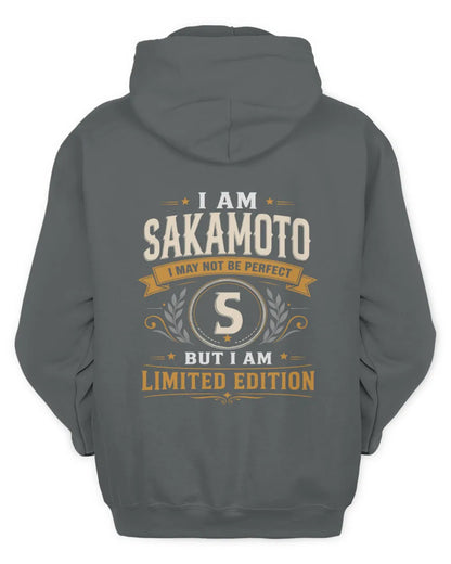 SAKAMOTO KT88-V9 - Personalized “I Am NAME I May Not Be Perfect, But I Am Limited Edition” - Unisex Hoodie - Charcoal