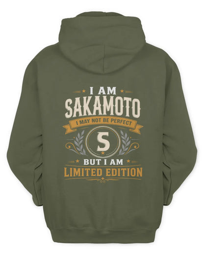 SAKAMOTO KT88-V9 - Personalized “I Am NAME I May Not Be Perfect, But I Am Limited Edition” - Unisex Hoodie - Military Green