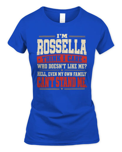 ROSSELLA-KTL06-H009 I’m [NAME] – Think I Care? Personalized Funny T-Shirt - Women's Standard T-Shirt - Royal