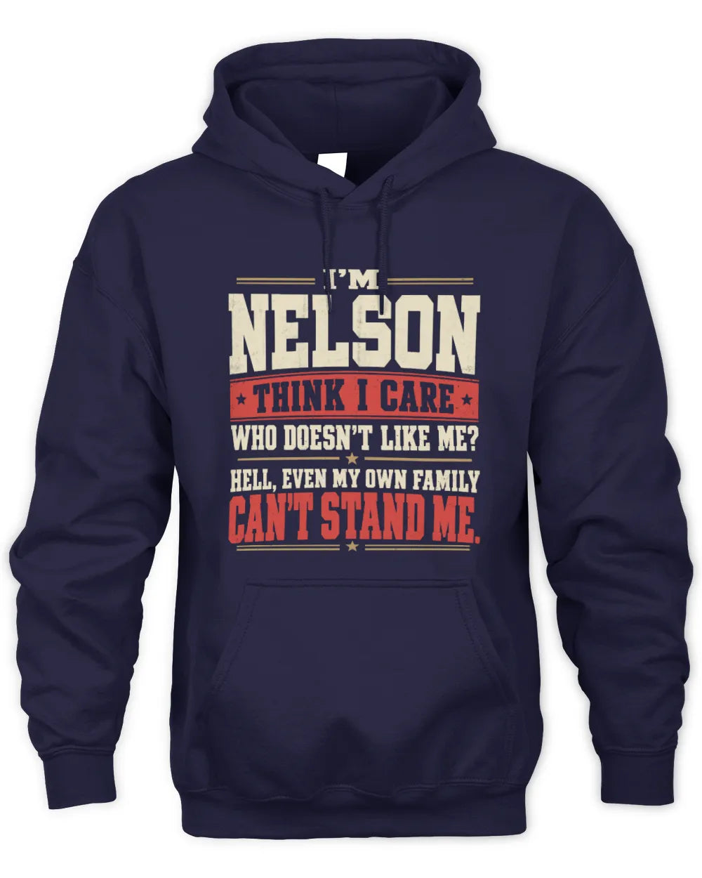 NELSON-KTL06-H009 I’m [NAME] – Think I Care? Personalized Funny T-Shirt - Unisex Hoodie - Navy
