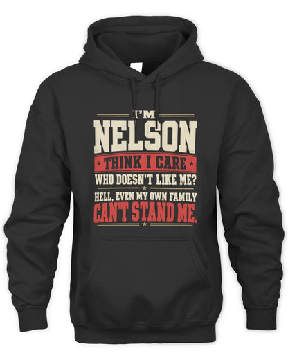 NELSON-KTL06-H009 I’m [NAME] – Think I Care? Personalized Funny T-Shirt - Unisex Hoodie - Black