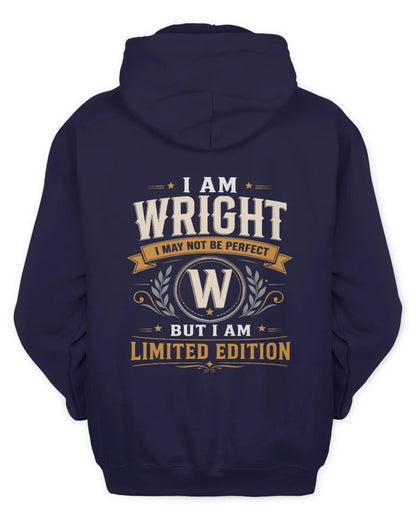WRIGHT KT88-V9 - Personalized “I Am NAME I May Not Be Perfect, But I Am Limited Edition” - Unisex Hoodie - Navy