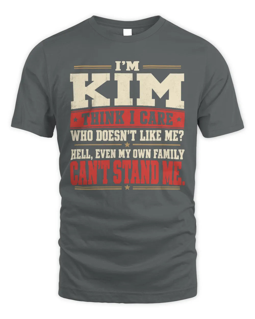 KIM-KTL06-H009 I’m [NAME] – Think I Care? Personalized Funny T-Shirt - Unisex Standard T-Shirt - Charcoal