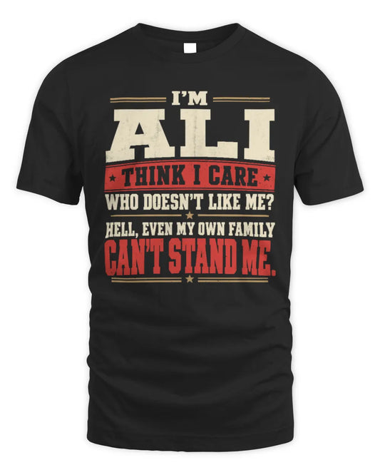 ALI-KTL06-H009 I’m [NAME] – Think I Care? Personalized Funny T-Shirt - Unisex Standard T-Shirt - Black