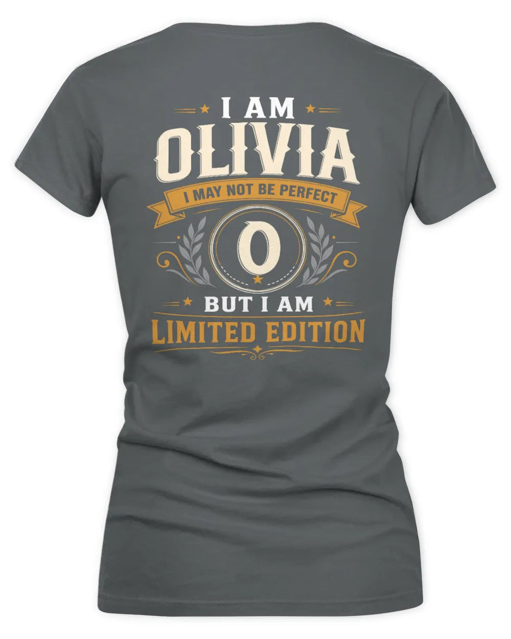 OLIVIA KT88-V9 - Personalized “I Am NAME I May Not Be Perfect, But I Am Limited Edition” - Women's V-Neck T-Shirt - Charcoal