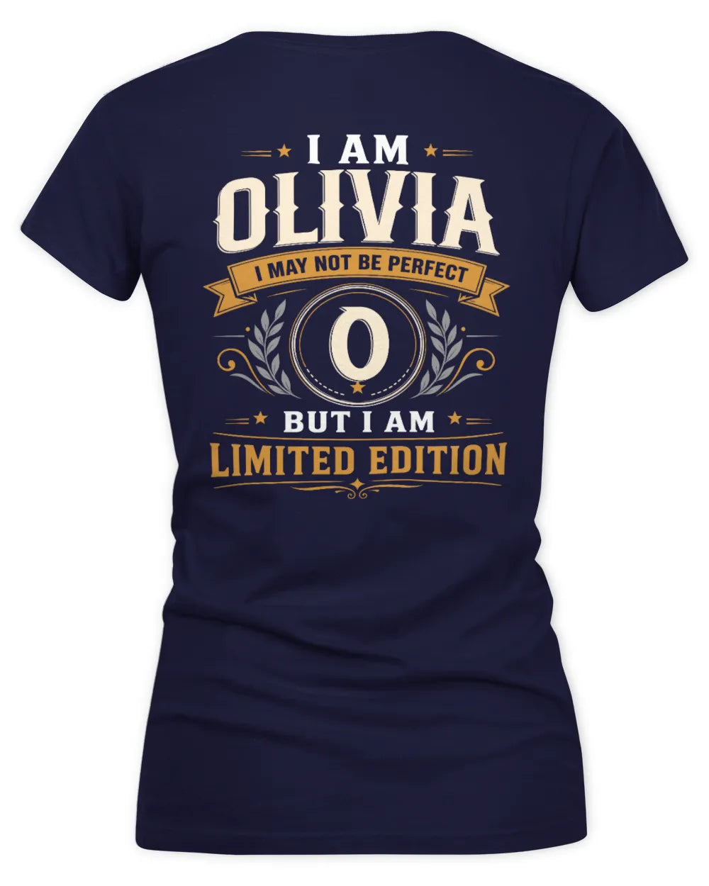 OLIVIA KT88-V9 - Personalized “I Am NAME I May Not Be Perfect, But I Am Limited Edition” - Women's V-Neck T-Shirt - Navy