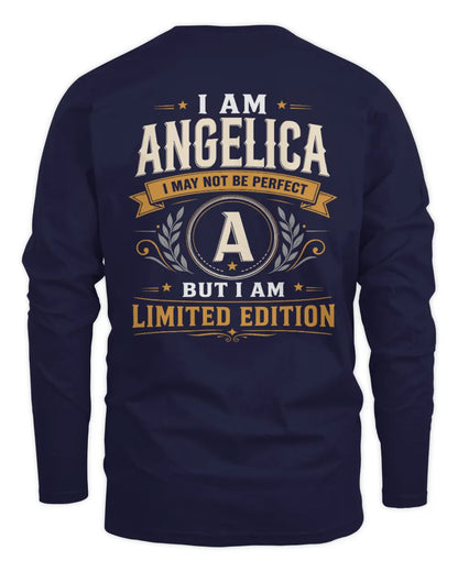 ANGELICA KT88-V9 - Personalized “I Am NAME I May Not Be Perfect, But I Am Limited Edition” - Men's Long Sleeved T-Shirt - Navy