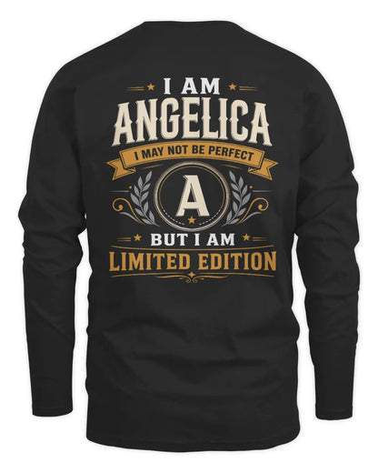 ANGELICA KT88-V9 - Personalized “I Am NAME I May Not Be Perfect, But I Am Limited Edition” - Men's Long Sleeved T-Shirt - Black