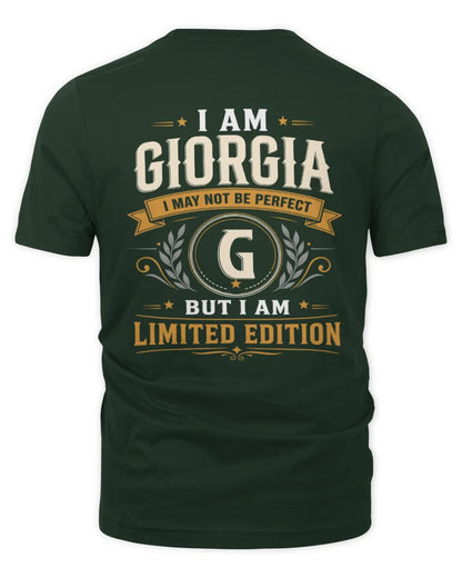 GIORGIA KT88-V9 - Personalized “I Am NAME I May Not Be Perfect, But I Am Limited Edition” - Unisex Premium T-Shirt - Forest Green