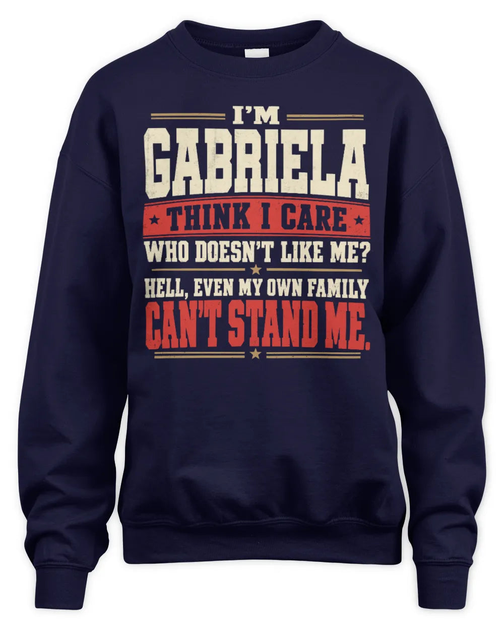 GABRIELA-KTL06-H009 I’m [NAME] – Think I Care? Personalized Funny T-Shirt - Unisex Sweatshirt - Navy