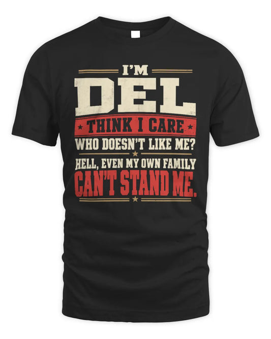 DEL-KTL06-H009 I’m [NAME] – Think I Care? Personalized Funny T-Shirt - Unisex Standard T-Shirt - Black
