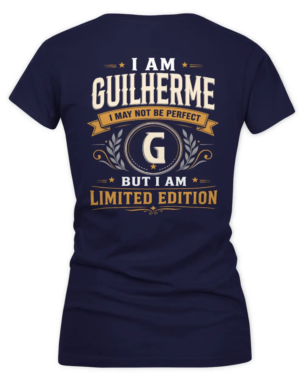 GUILHERME KT88-V9 - Personalized “I Am NAME I May Not Be Perfect, But I Am Limited Edition” - Women's V-Neck T-Shirt - Navy
