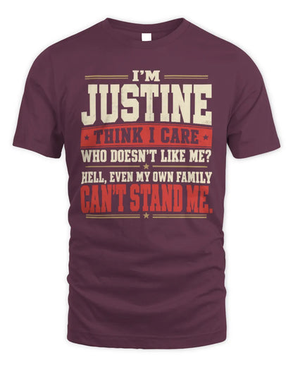 JUSTINE-KTL06-H009 I’m [NAME] – Think I Care? Personalized Funny T-Shirt - Unisex Standard T-Shirt - Maroon