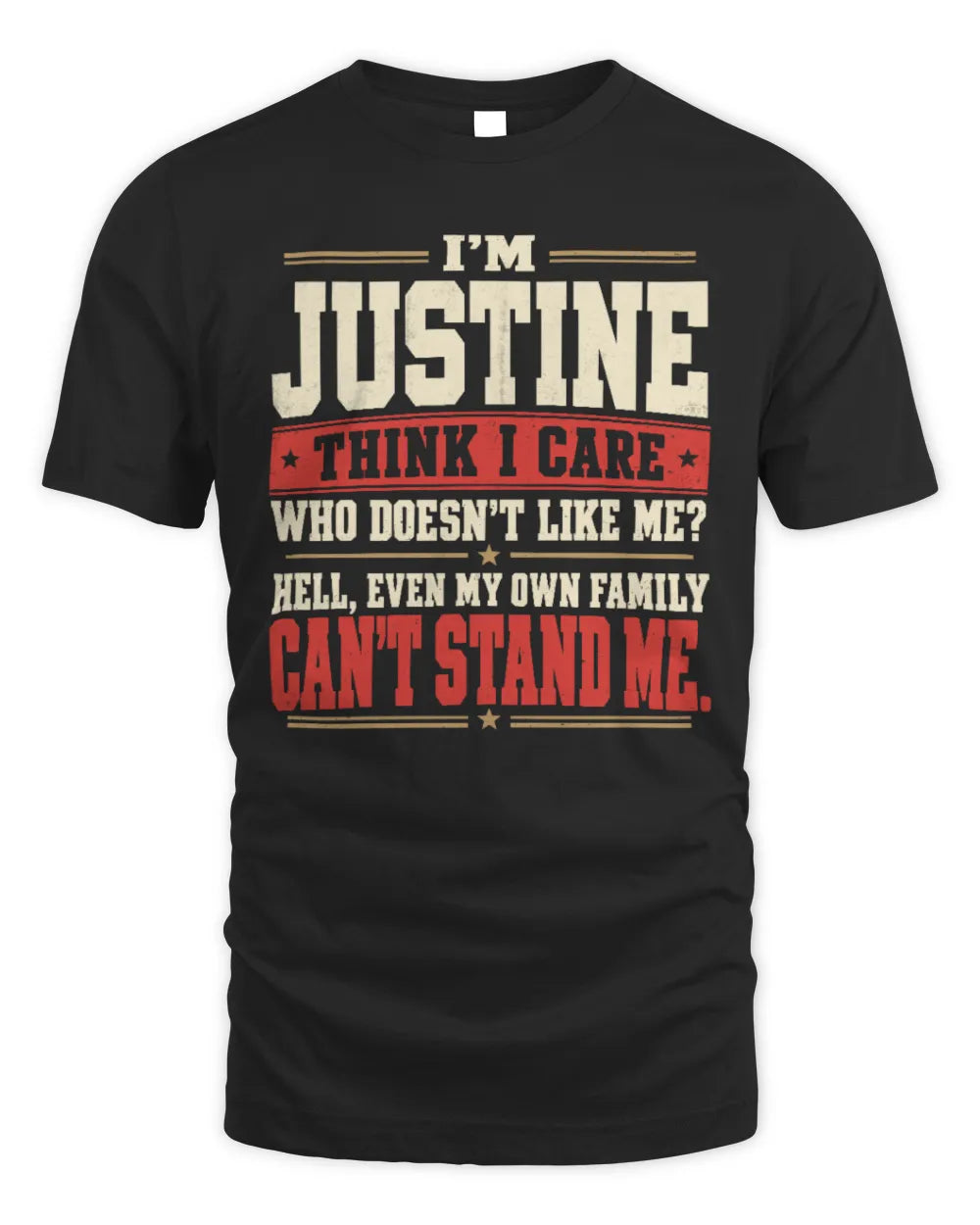 JUSTINE-KTL06-H009 I’m [NAME] – Think I Care? Personalized Funny T-Shirt - Unisex Standard T-Shirt - Black