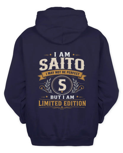 SAITO KT88-V9 - Personalized “I Am NAME I May Not Be Perfect, But I Am Limited Edition” - Unisex Hoodie - Navy