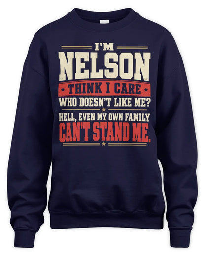 NELSON-KTL06-H009 I’m [NAME] – Think I Care? Personalized Funny T-Shirt - Unisex Sweatshirt - Navy