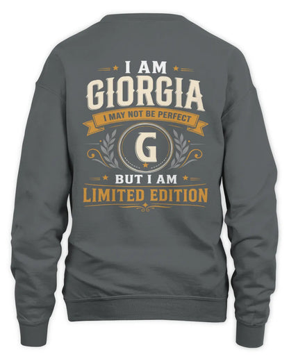 GIORGIA KT88-V9 - Personalized “I Am NAME I May Not Be Perfect, But I Am Limited Edition” - Unisex Sweatshirt - Charcoal