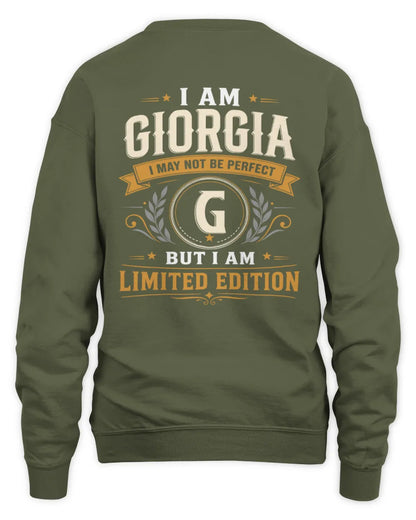 GIORGIA KT88-V9 - Personalized “I Am NAME I May Not Be Perfect, But I Am Limited Edition” - Unisex Sweatshirt - Military Green