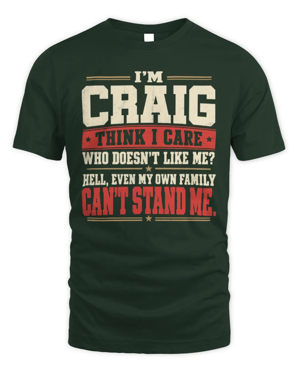 CRAIG-KTL06-H009 I’m [NAME] – Think I Care? Personalized Funny T-Shirt - Unisex Standard T-Shirt - Forest Green