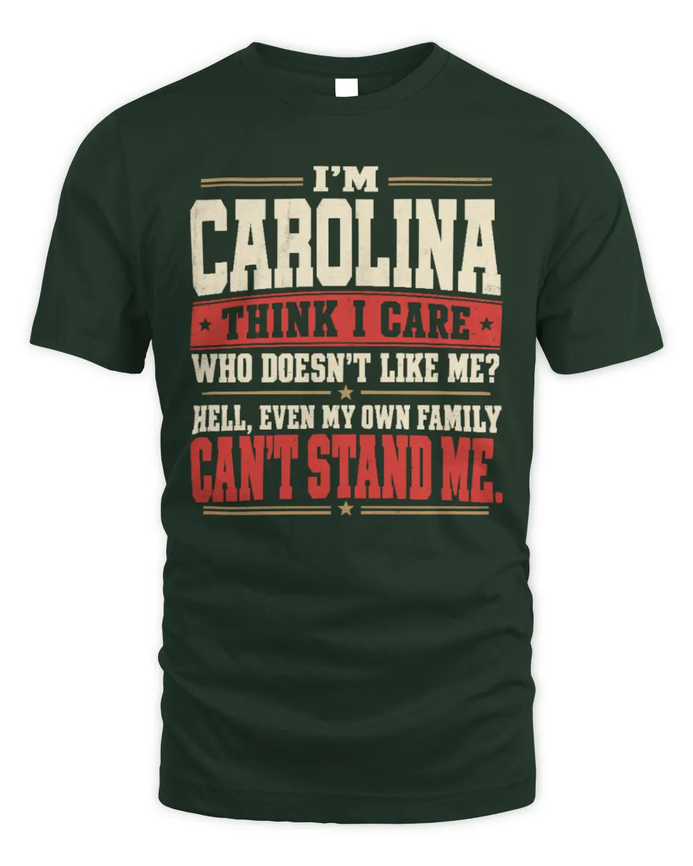 CAROLINA-KTL06-H009 I’m [NAME] – Think I Care? Personalized Funny T-Shirt - Unisex Standard T-Shirt - Forest Green
