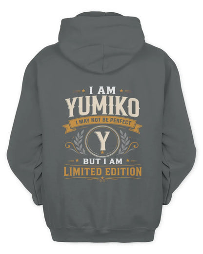 YUMIKO KT88-V9 - Personalized “I Am NAME I May Not Be Perfect, But I Am Limited Edition” - Unisex Hoodie - Charcoal