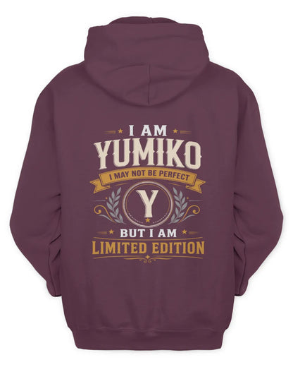 YUMIKO KT88-V9 - Personalized “I Am NAME I May Not Be Perfect, But I Am Limited Edition” - Unisex Hoodie - Maroon