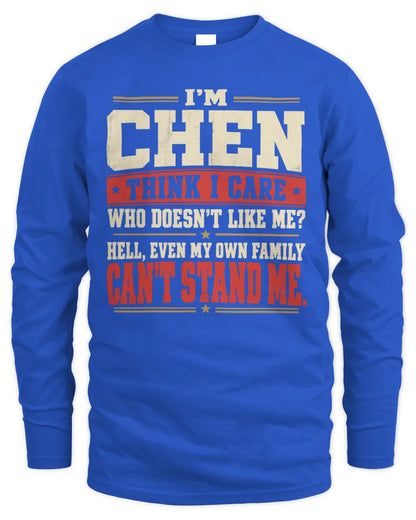 CHEN-KTL06-H009 I’m [NAME] – Think I Care? Personalized Funny T-Shirt - Men's Long Sleeved T-Shirt - Royal