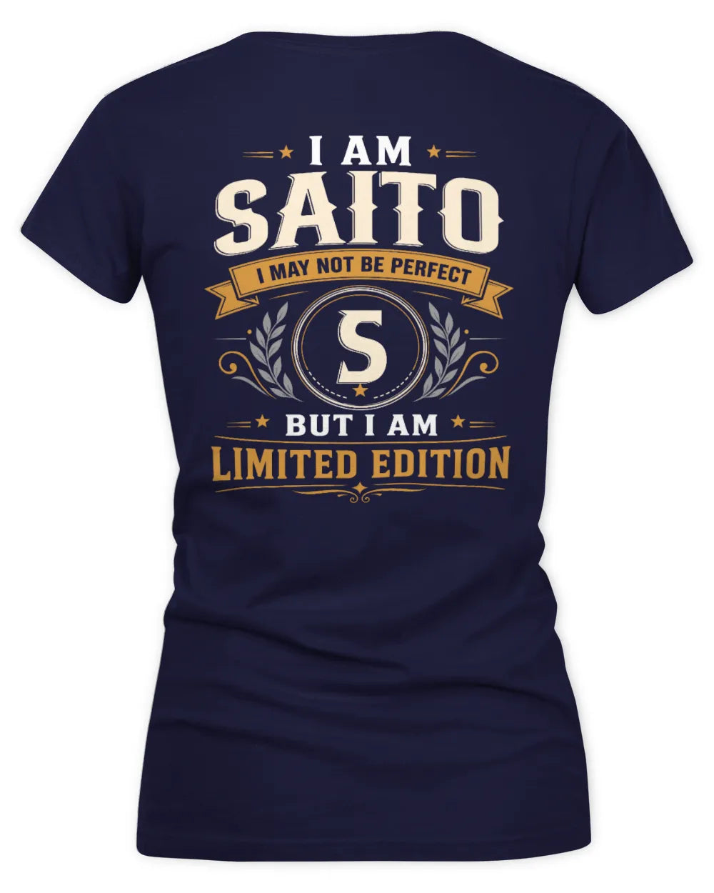 SAITO KT88-V9 - Personalized “I Am NAME I May Not Be Perfect, But I Am Limited Edition” - Women's V-Neck T-Shirt - Navy