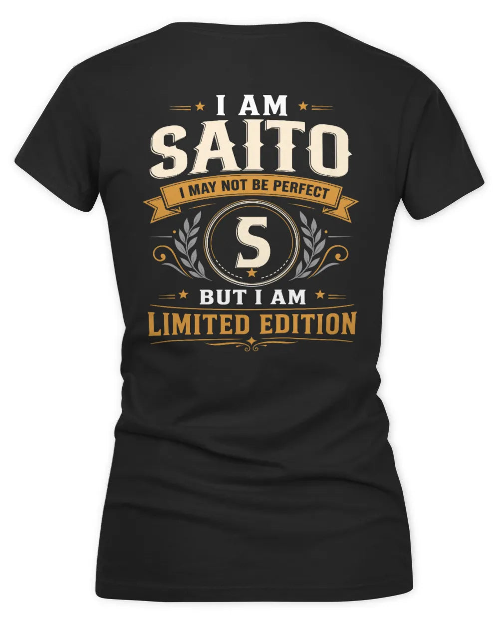 SAITO KT88-V9 - Personalized “I Am NAME I May Not Be Perfect, But I Am Limited Edition” - Women's V-Neck T-Shirt - Black
