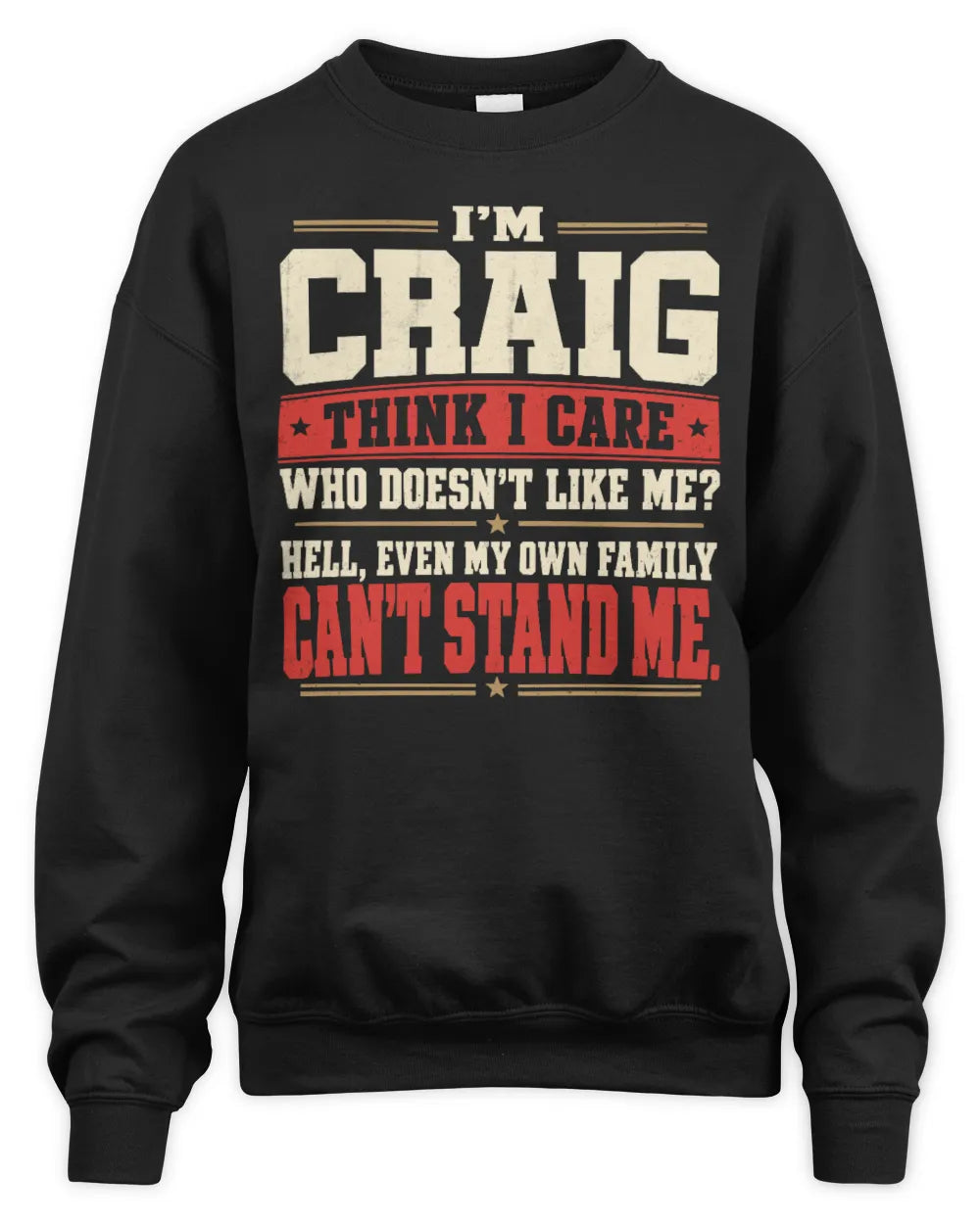 CRAIG-KTL06-H009 I’m [NAME] – Think I Care? Personalized Funny T-Shirt - Unisex Sweatshirt - Black