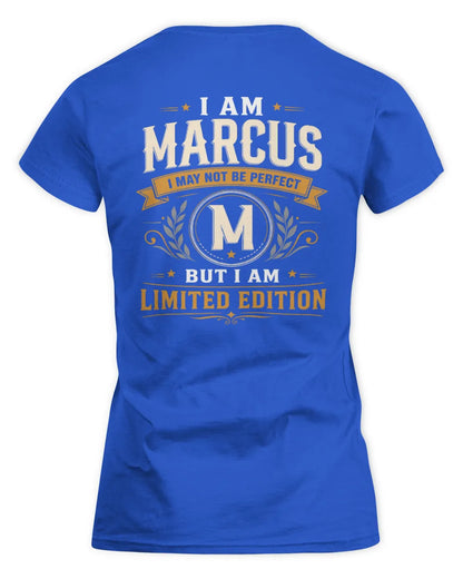 MARCUS KT88-V9 - Personalized “I Am NAME I May Not Be Perfect, But I Am Limited Edition” - Women's Standard T-Shirt - Royal